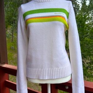 South Pole White and Green Cowl Neck Sweater